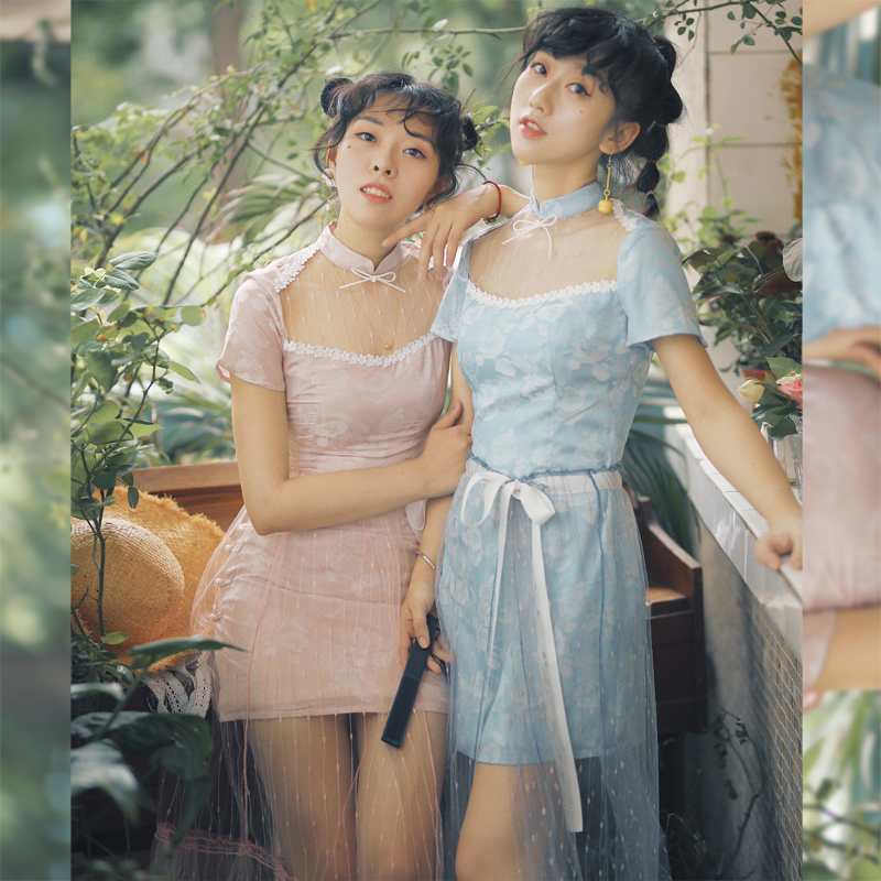 黄妞妞同学原创自制《凡尘》玫瑰网纱拼接花边可爱短旗袍连衣裙|msdalam kategori Butik wanita / wanita, perkahwinan/Cheongsam/pakaian, Cheongsam - dari Buy2taobao.com untuk memberikan perkhidmatan ejen Taobao profesional membeli