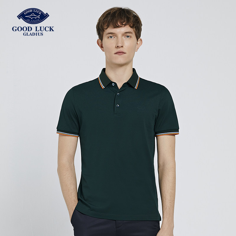 德鲨男装短袖t恤2021夏季新款翻领撞色休闲体恤衫男保罗衫ly03056已售