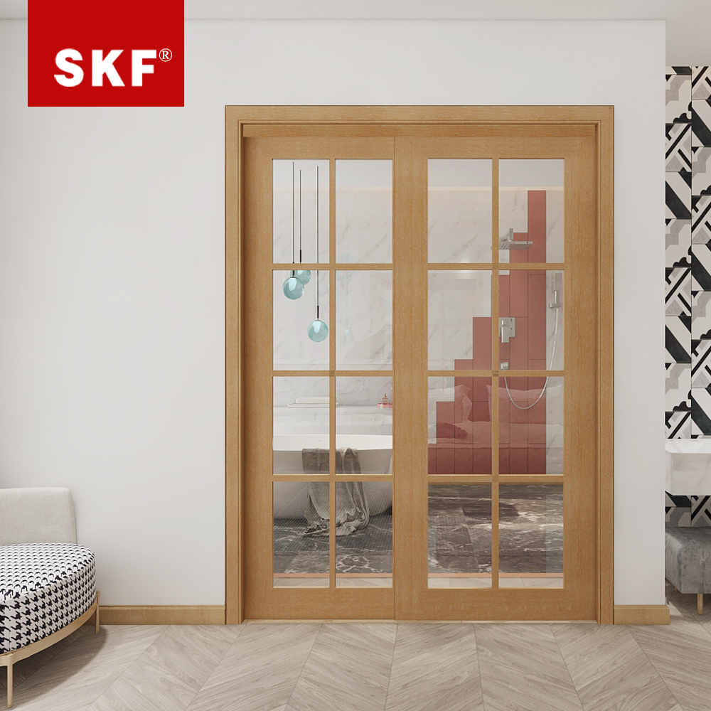 原木色木质推拉门厨房两扇移门日式卫生间玻璃门实木复合吊轨门已售