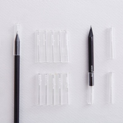 韩国进口ardium创意文具简约实用透明铅笔帽眉笔防脏笔盖五个入