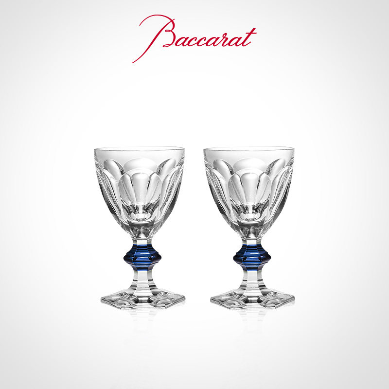 (今日10折)法国baccarat巴卡拉水晶杯葡萄酒杯哈酷1841蓝结柄红酒杯对