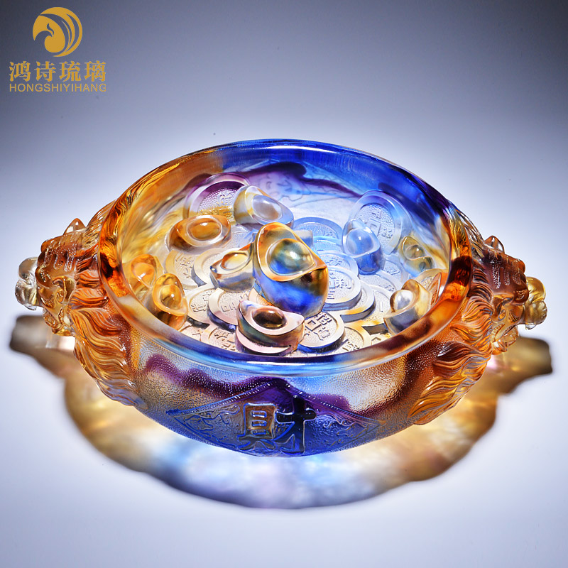 琉璃聚宝盆摆件风水招财客厅家居高档存钱罐成人个性装饰工艺术品