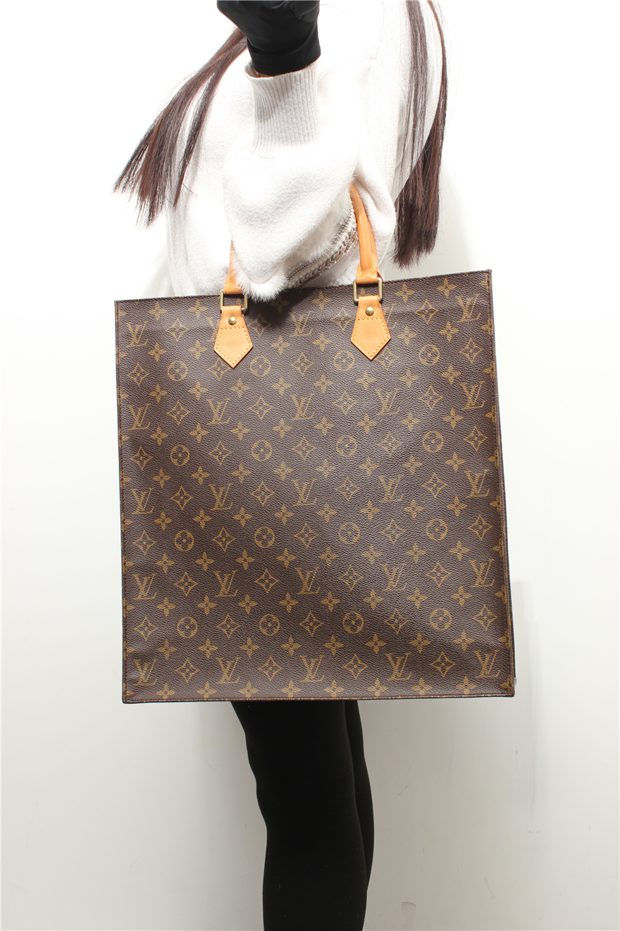 [9.5新]路易威登lv女士老花sac plat手提包