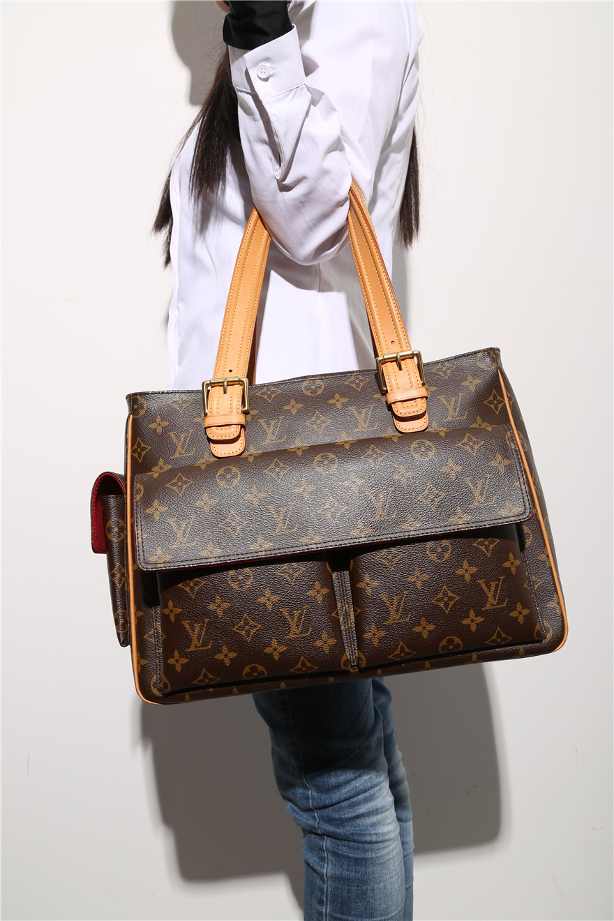 [9.0新]路易威登lv女士老花multipli-cite双口袋单肩包