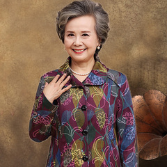 中老年女装秋装长袖外套60-70岁老年人薄款衬衣大码奶奶上衣服装