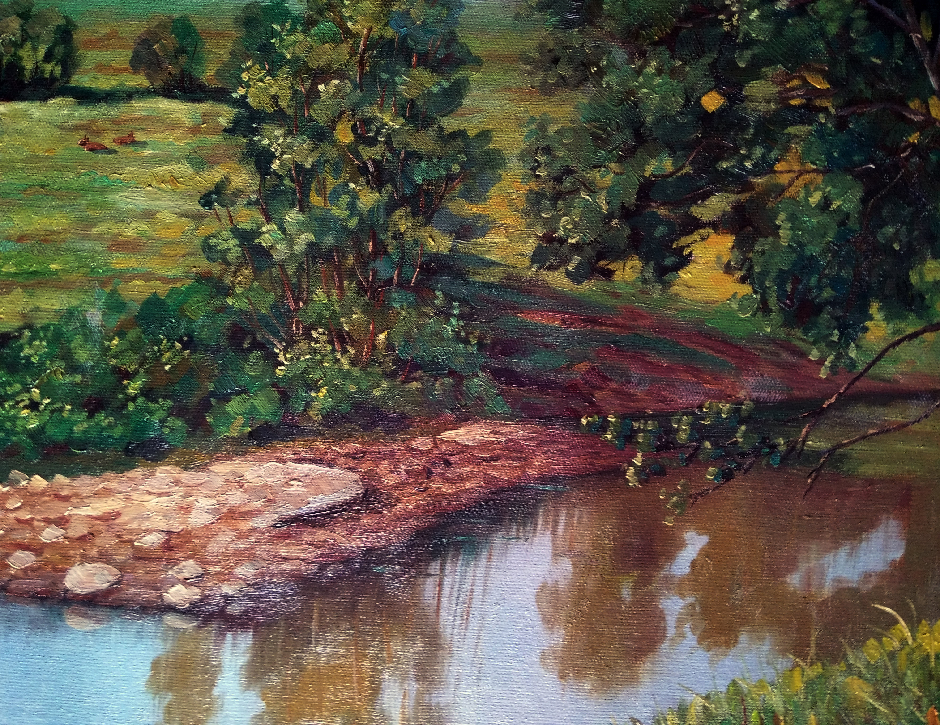 刘木波《小池塘》青年实力派画家 布面油画