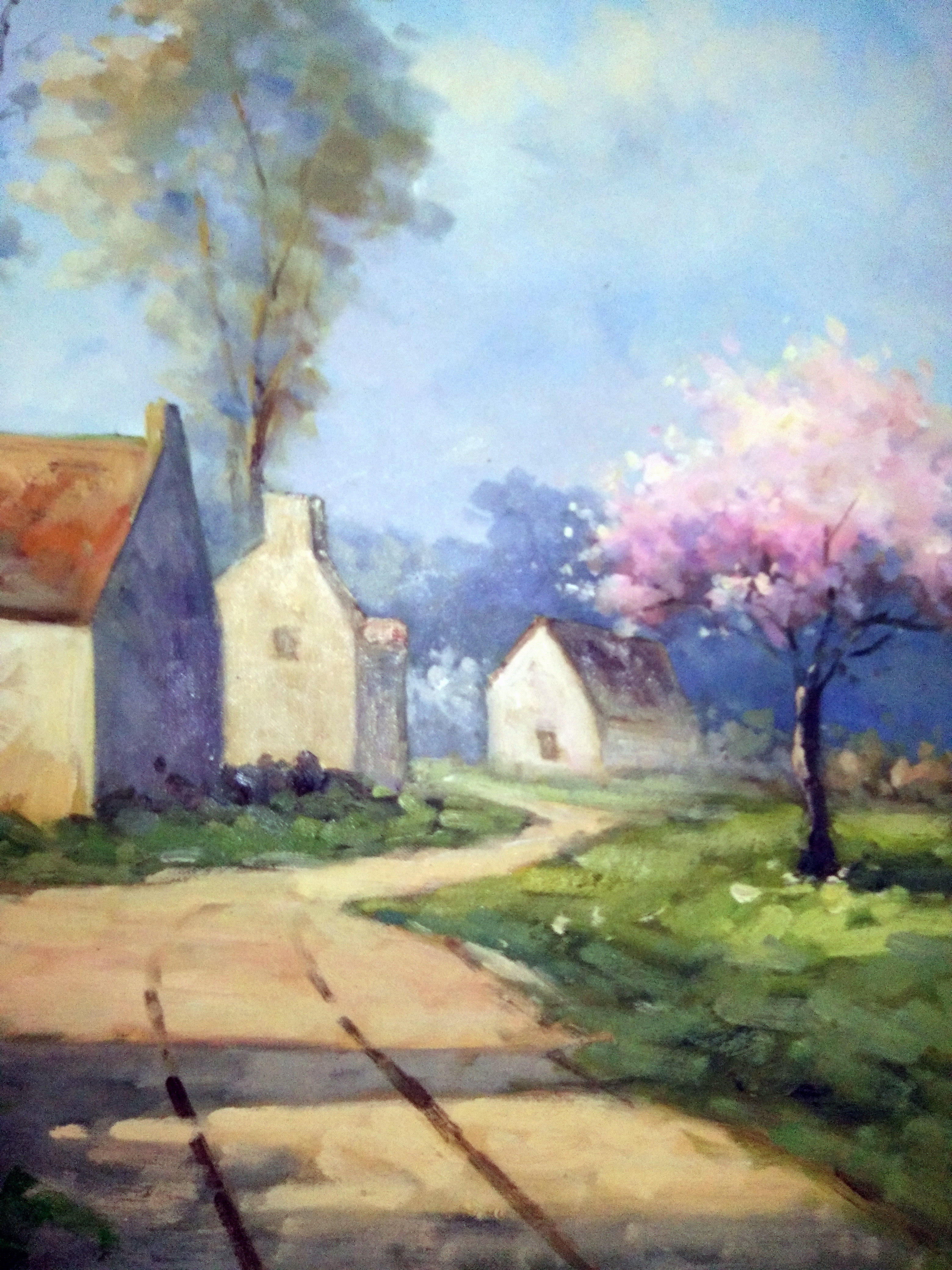 谢沛义《乡间小路》实力派画家 布面油画