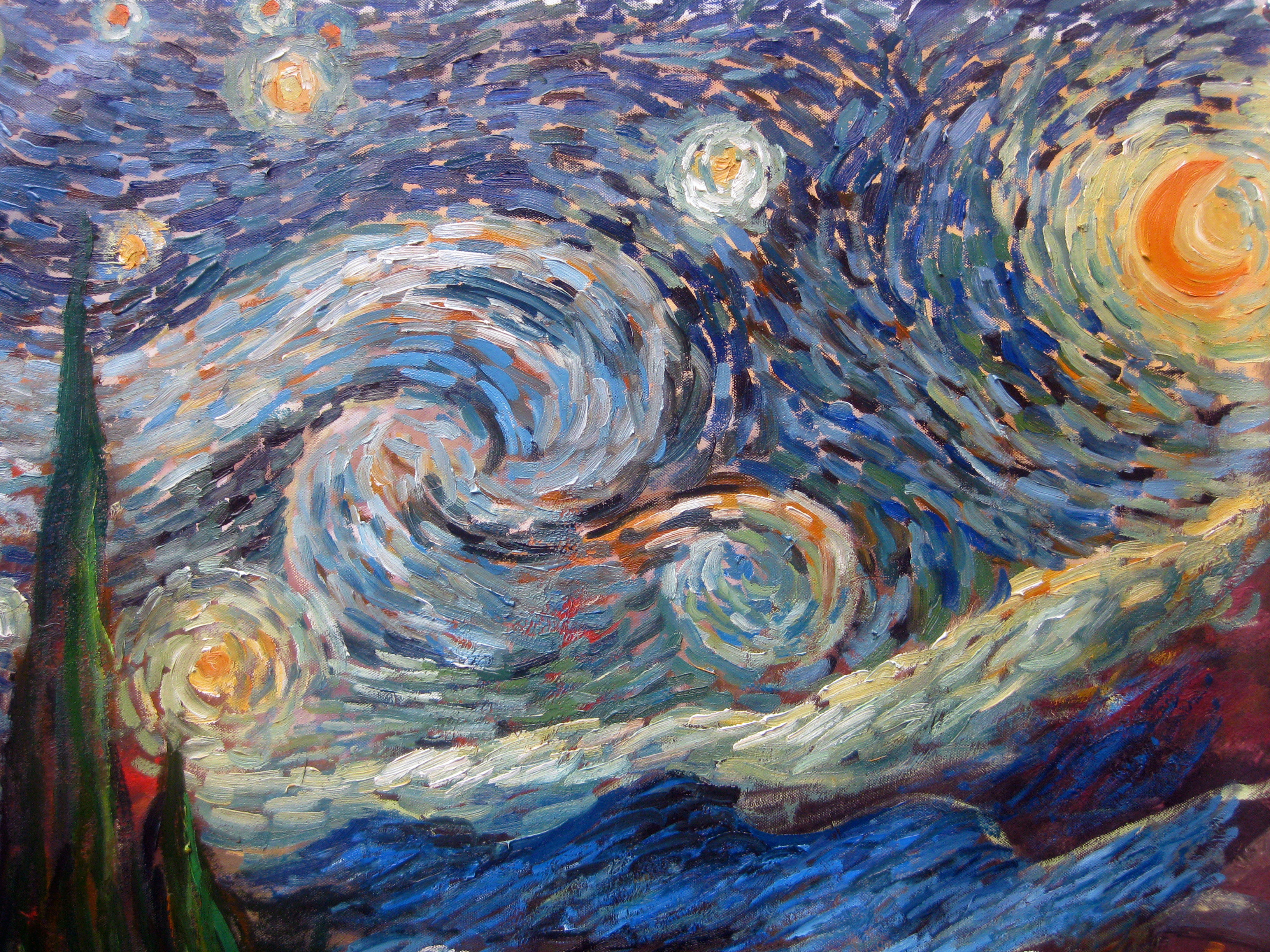 (临摹)凡高《《星空》青年实力派书画家 布面油画