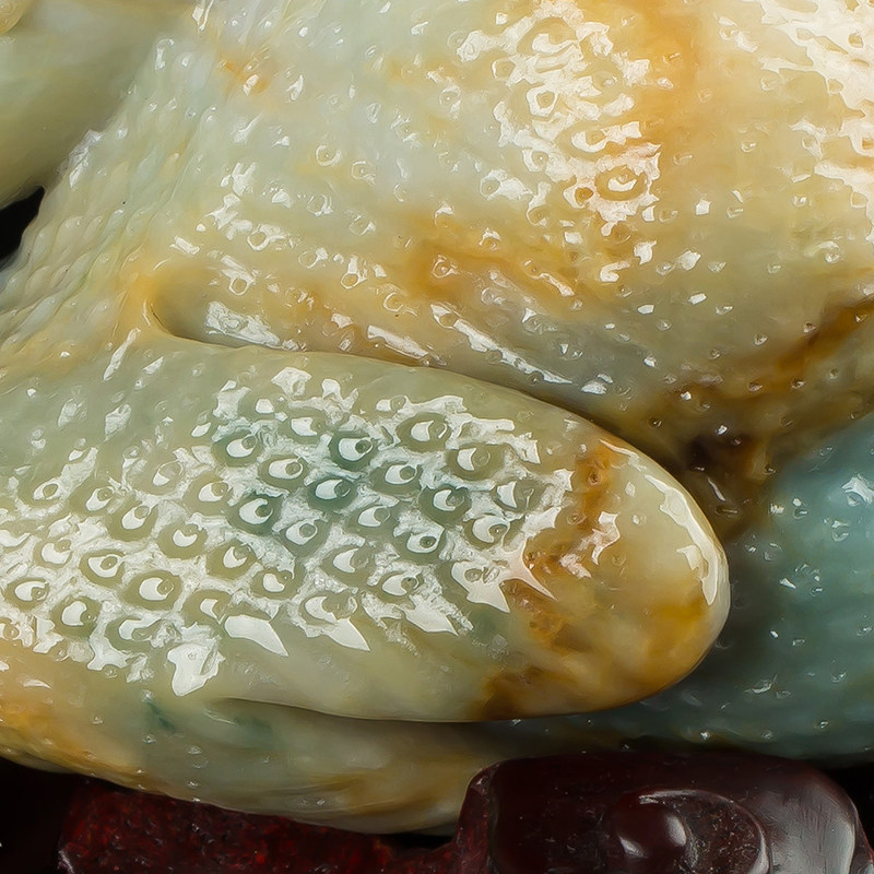 【源头好货-四会】天然缅甸a货翡翠冰糯种黄翡烧鸡摆件1.09kg