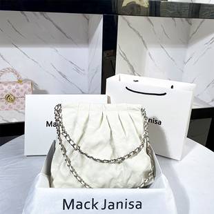 MACK JANISA真皮牛皮流浪包垃圾袋菱格链条包包女2024新款斜挎包