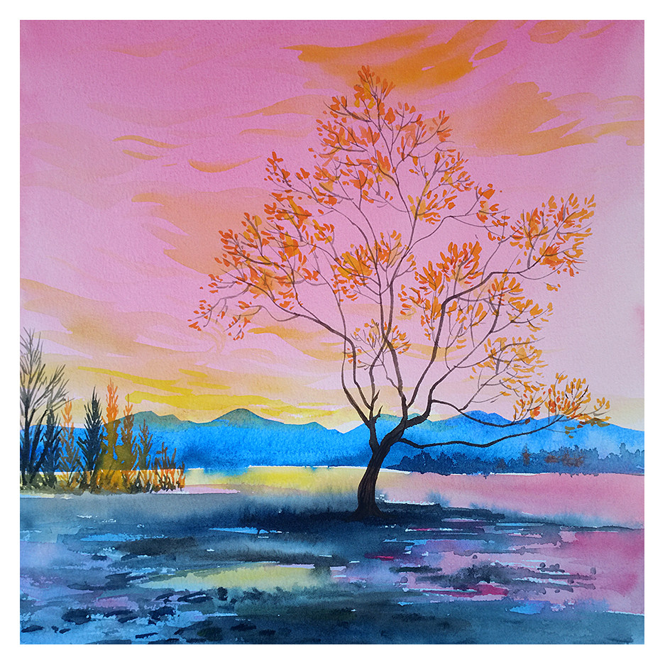 【学院艺术】天津科大 吴小慧《红霞满天》