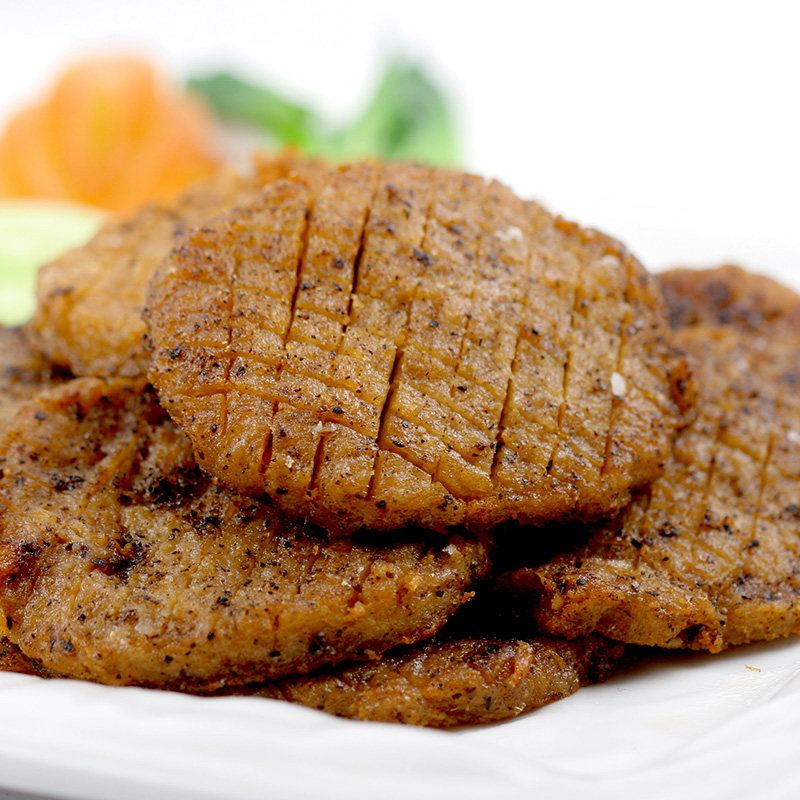 冷冻齐善素食素黑椒排素牛排植物人造素肉饼营养餐纯素食品