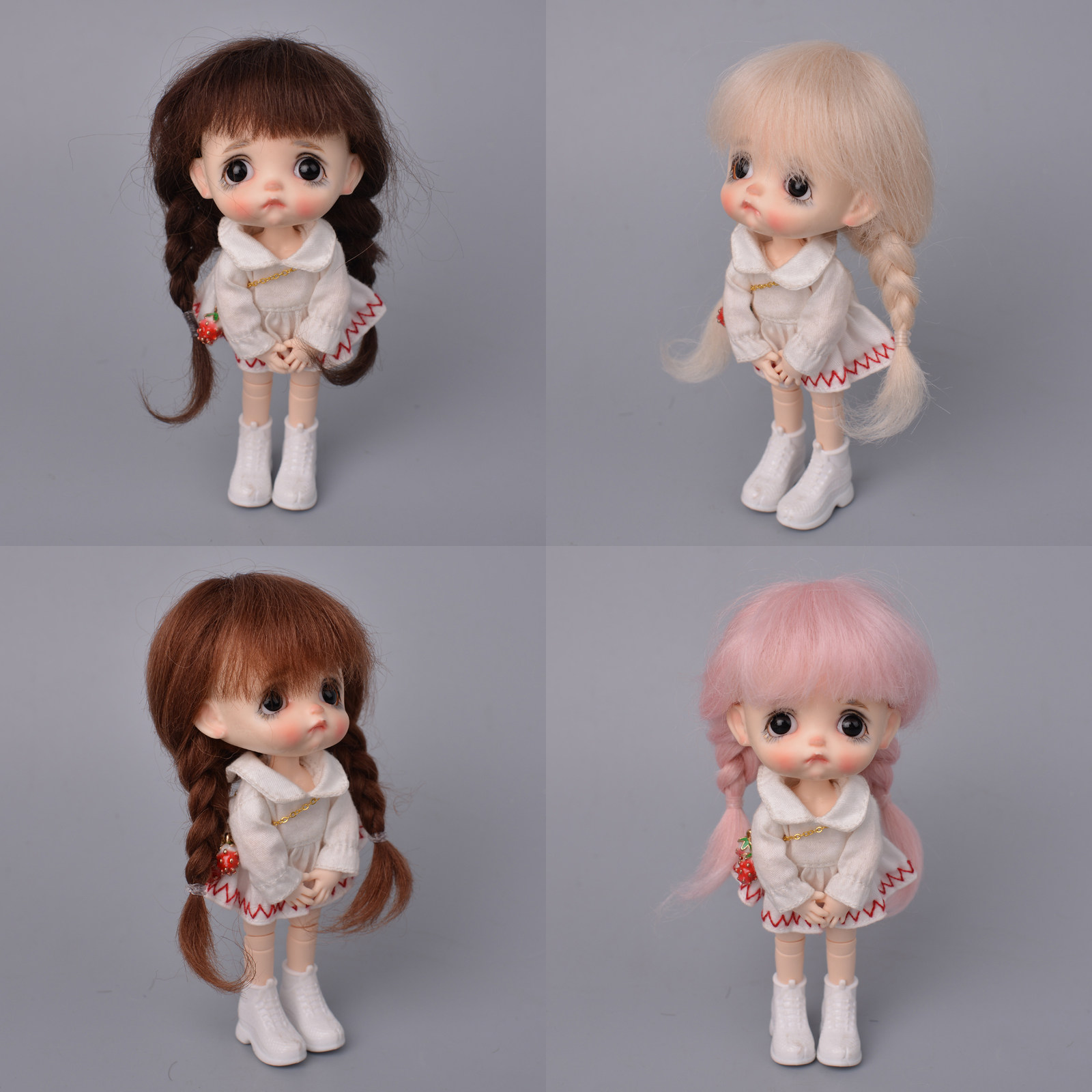 ob11人面娃娃假发 假毛 马海毛 6分8分bjd娃用双麻花辫多色现货