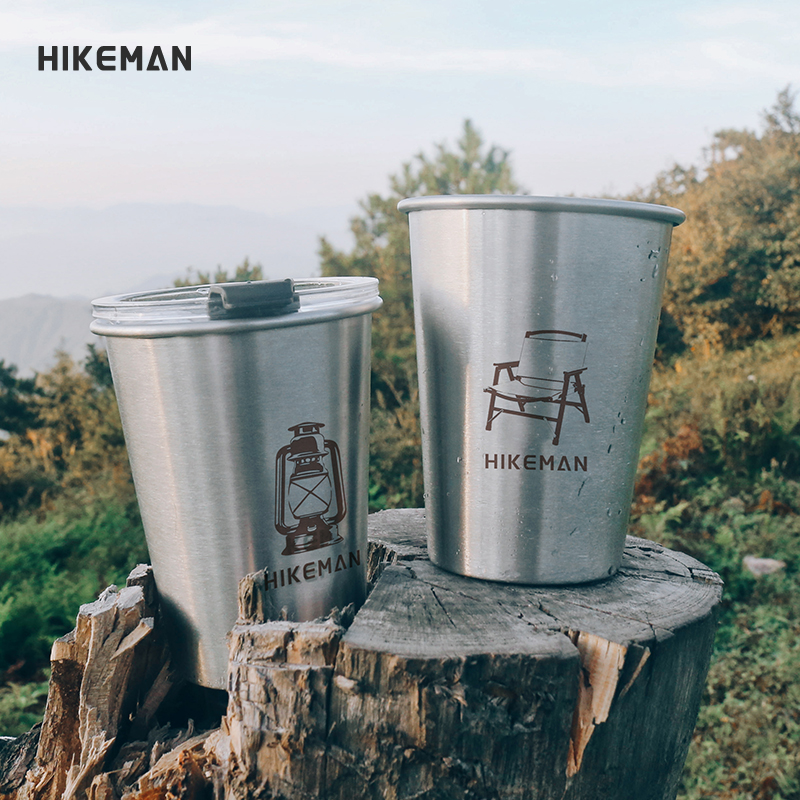 HIKEMAN户外露营杯便携野营茶饮咖啡杯酒水杯304不锈钢单层套杯子