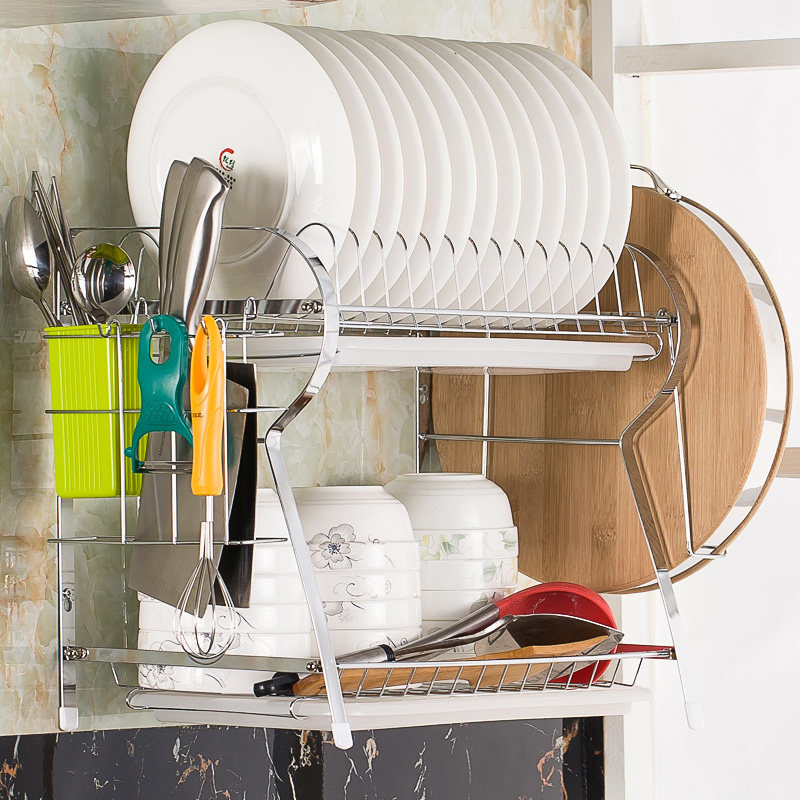 置物架壁挂式沥水碗碟架挂墙厨房控水放餐具用品盘子收纳架置碗架