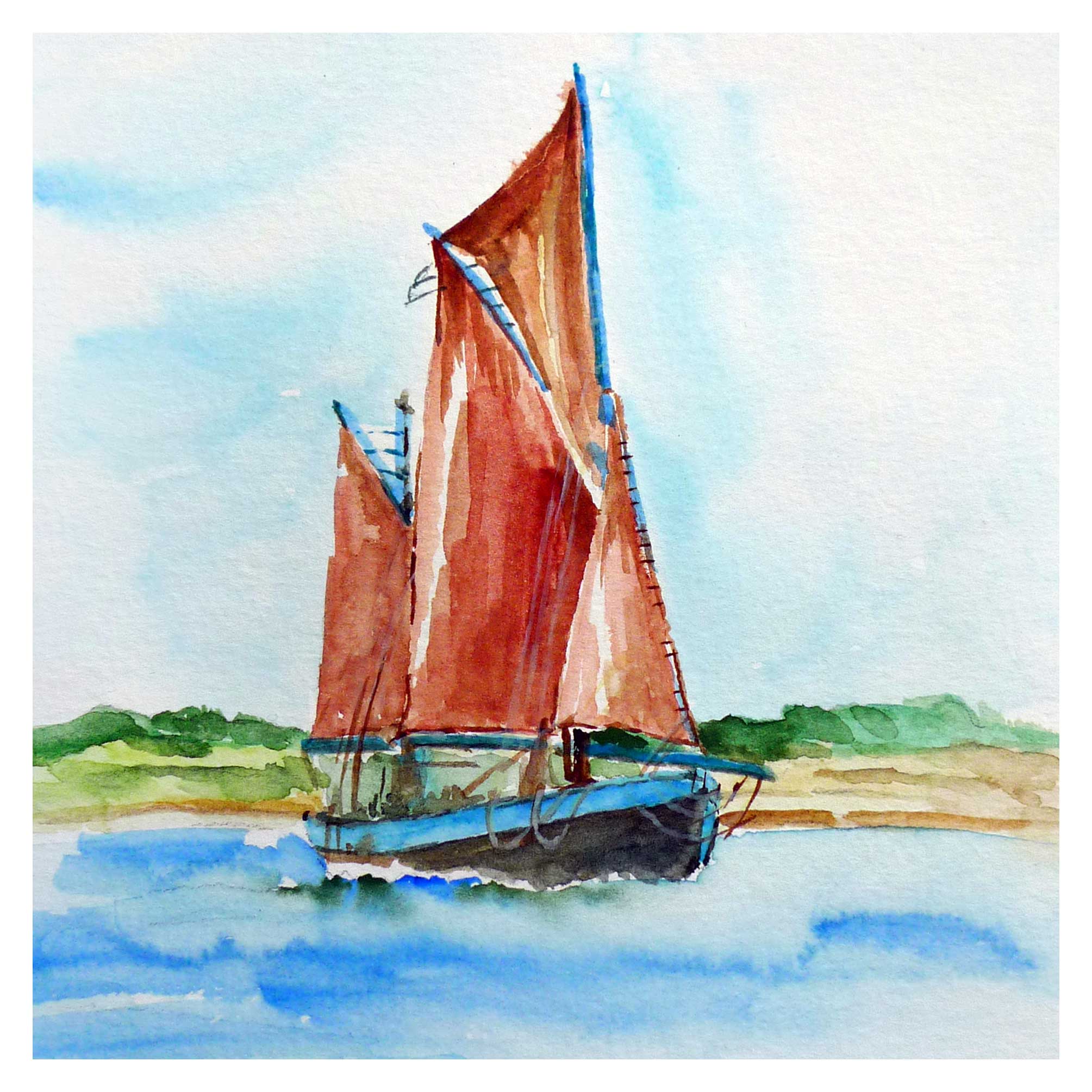 佚名《小船》纸本水彩