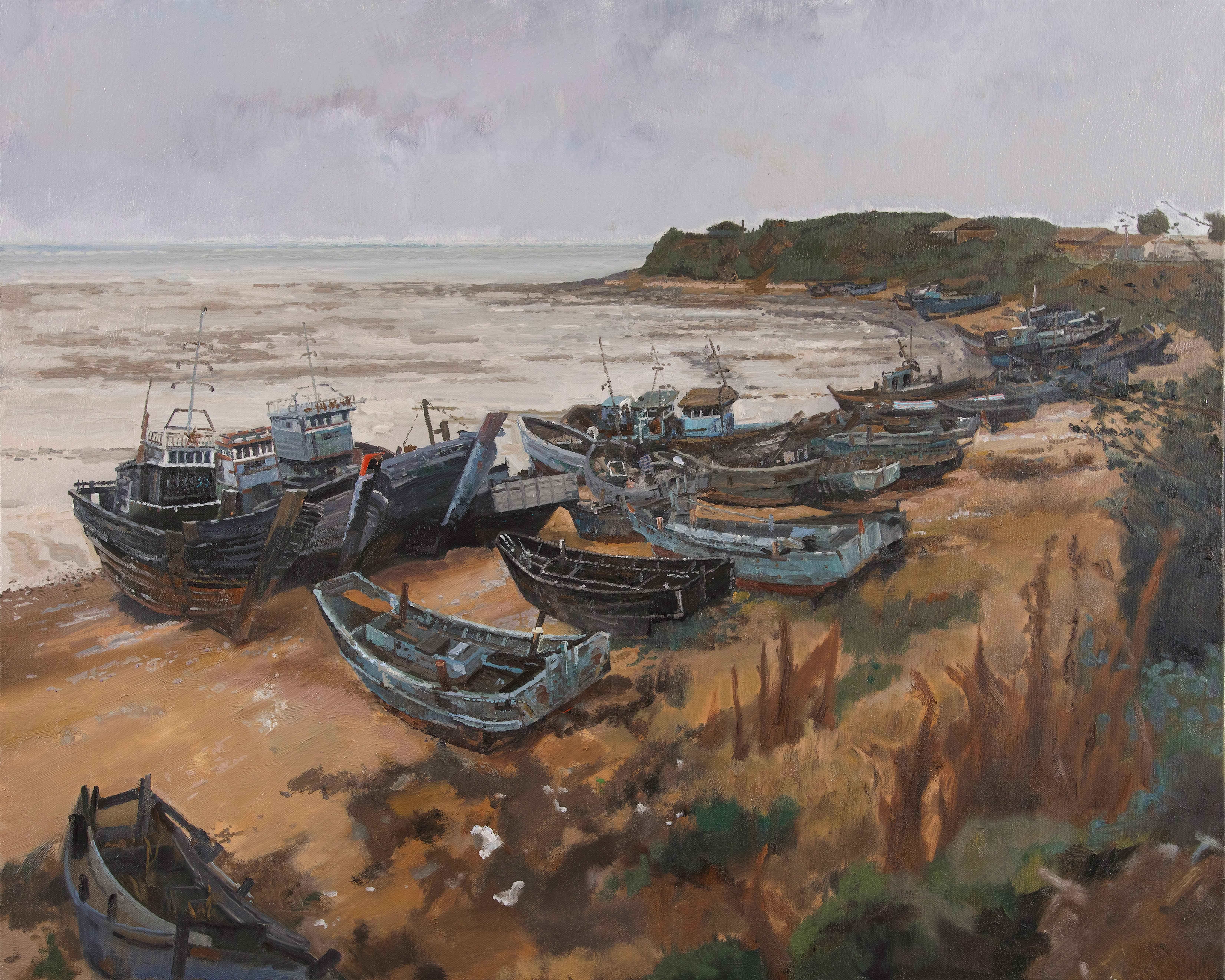 【学院艺术】中国美院 丁继鸣《码头》布面油画