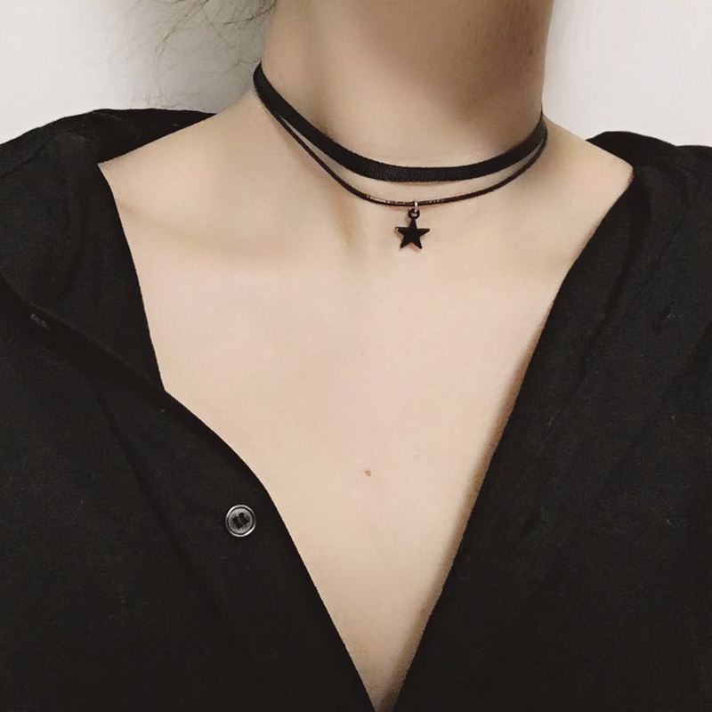 choker 双层黑五角日韩颈链项圈女 颈带原宿饰品锁骨项链定制包邮在类目 饰品/流行首饰/时尚饰品新, 项链中 - 来自Buy2taobao.com提供专业的淘宝代购服务