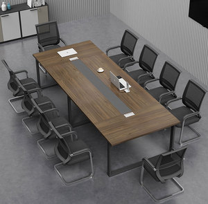 办公室会议桌长桌简约现代长方形桌子员工培训洽谈桌椅组合10人位