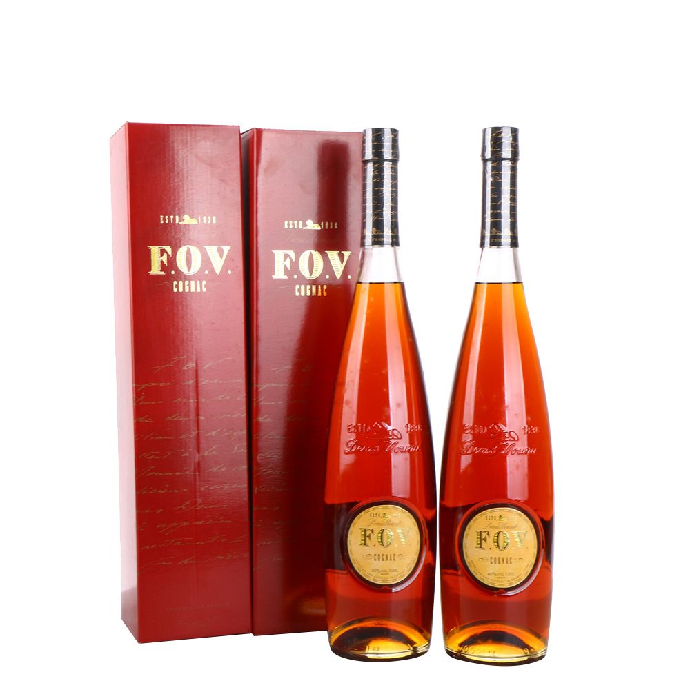 2000年代2斤装法国长颈f.o.v干邑白兰地 40度1000ml2瓶