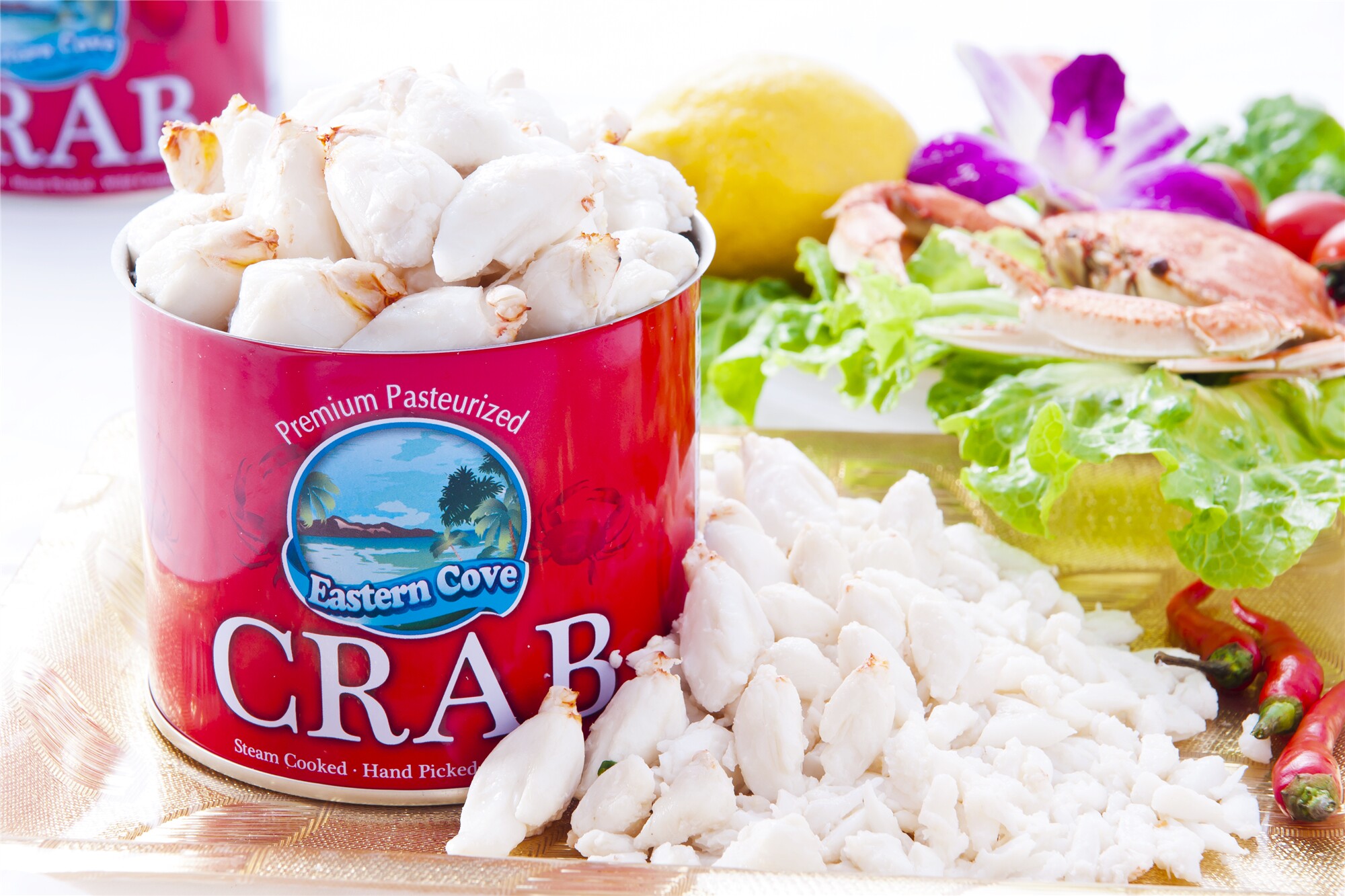 冷藏蟹脚肉小圆心罐头圆心肉454g jumbo原汁原味开罐即食蟹肉罐头