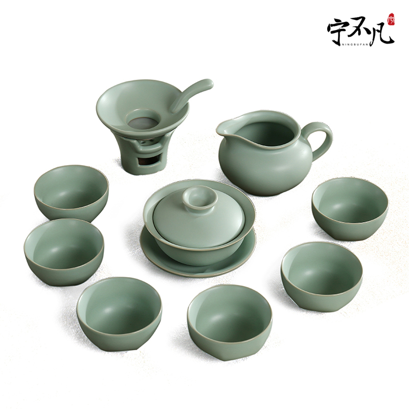 宁不凡功夫茶具汝窑茶具套装开片家用陶瓷茶壶盖碗茶漏 天青汝瓷|ruв категории посуда, чайный сервиз, кунг - Фу, чайный сервиз - от Buy2taobao.com для оказания профессиональной услуги покупки агента Taobao