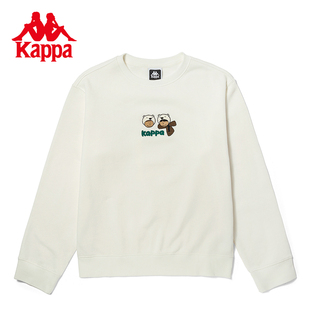 Kappa卡帕套头衫2023冬季新款女士时尚运动卫衣休闲加绒圆领上衣