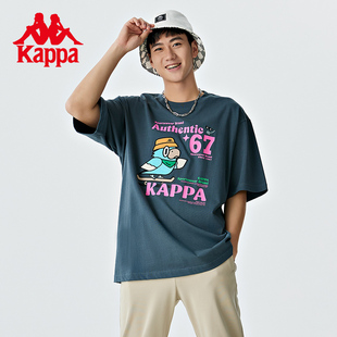 Kappa短袖新款男图案休闲运动印花纯棉T恤