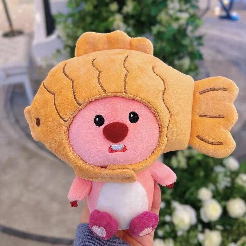 网红少女心娃娃可爱小海狸玩偶鲷鱼烧头套韩国粉红公仔女生日礼物