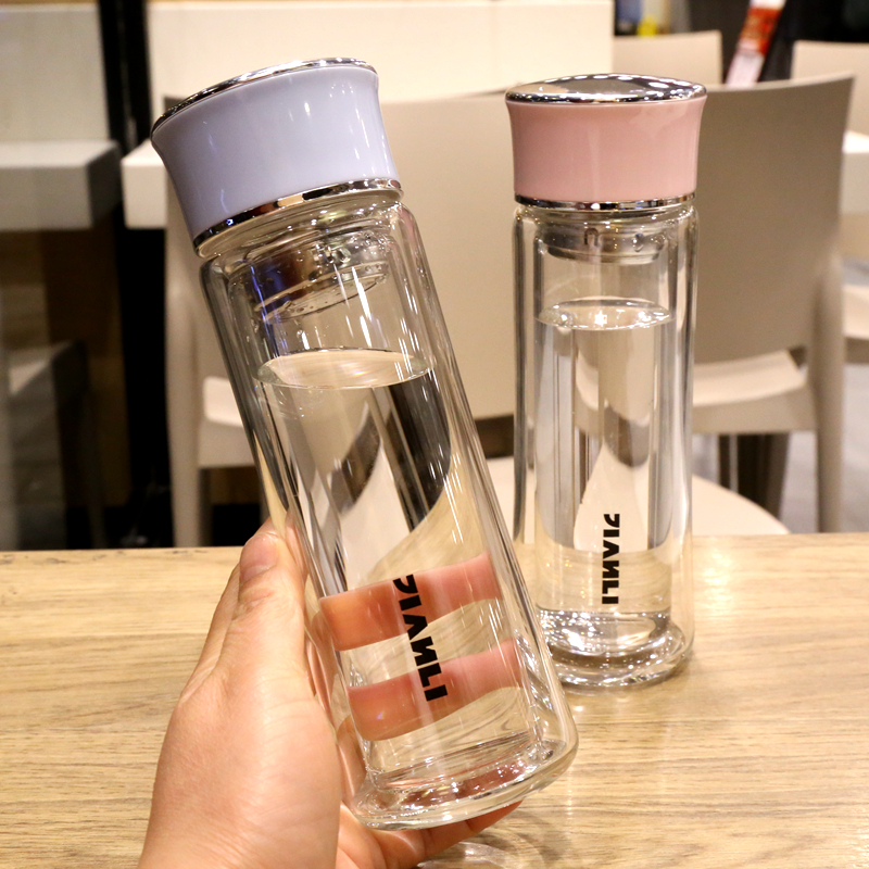 双层玻璃杯子女便携韩国清新可爱茶水