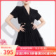 AUI黑色设计感网纱西装连衣裙女2024夏季新款小众高级修身蛋糕裙