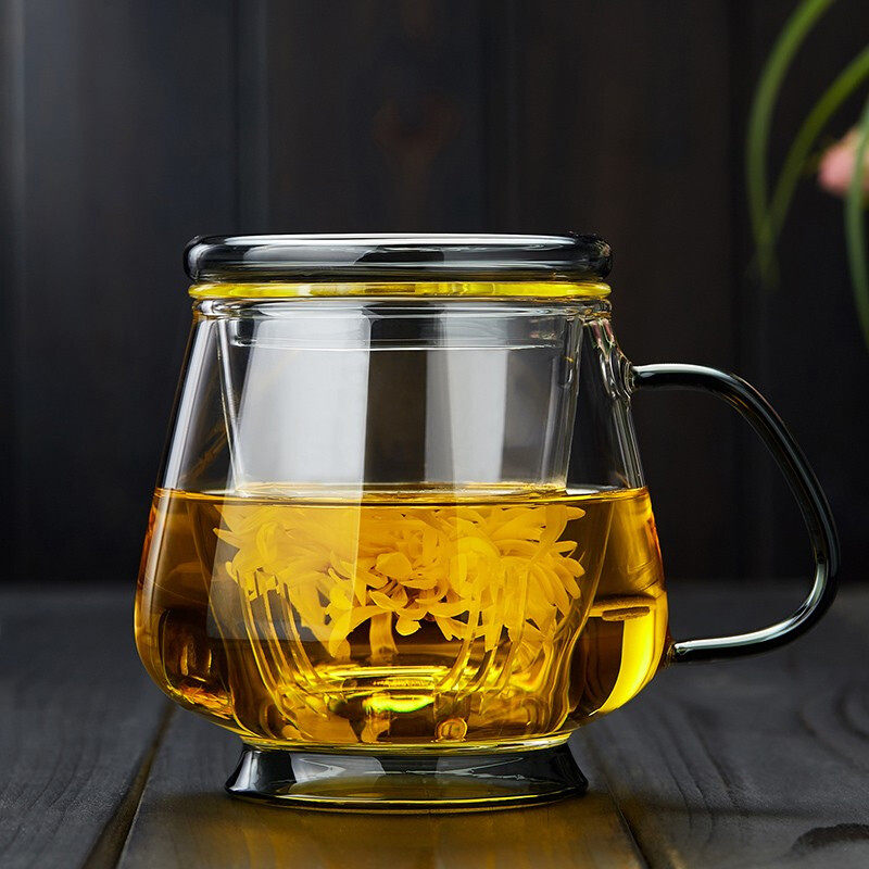 玻璃杯带把过滤家用茶水分离办公男女透明带盖个人用喝水泡茶杯子