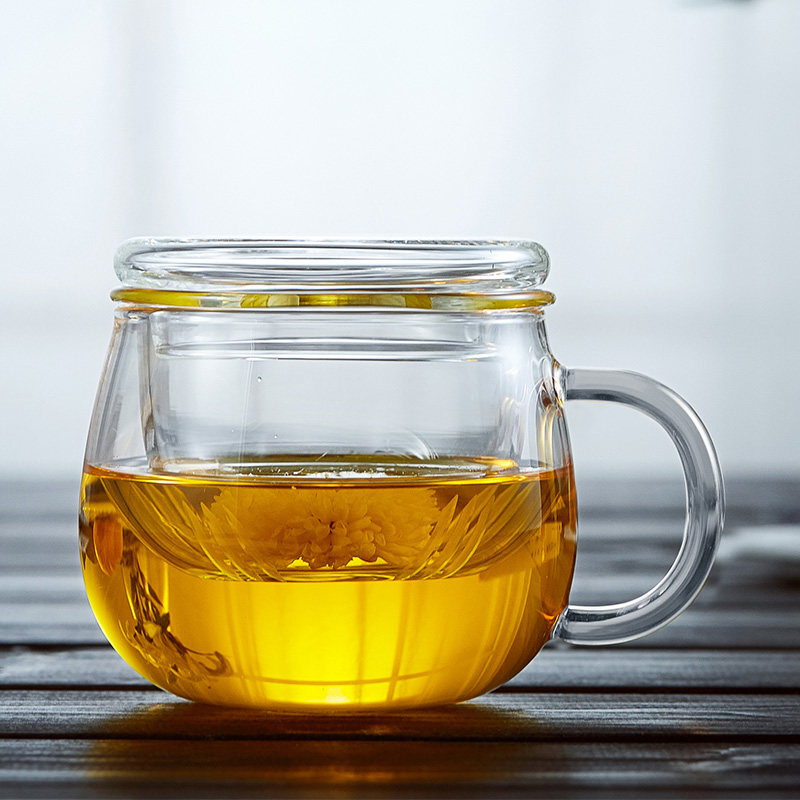 玻璃杯带把家用茶水分离办公室个人专用男女过滤喝水花茶泡茶杯子