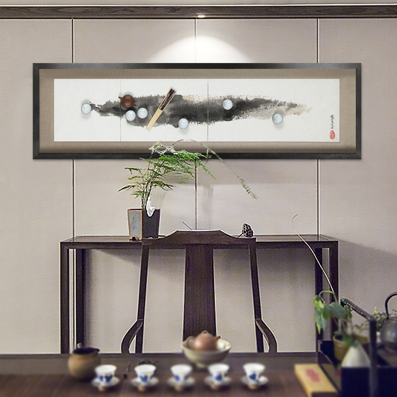 新中式床头装饰画禅意立体实物画沙发背景墙挂画水墨书房茶室高档