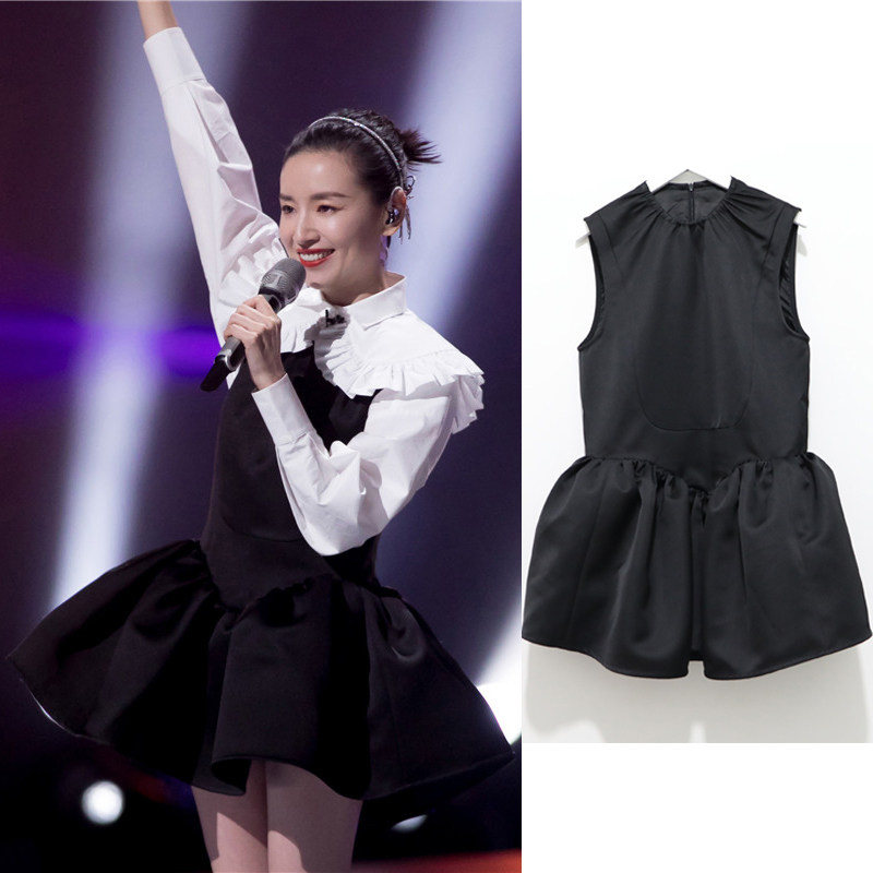 乘风破浪的姐姐明星董洁同款衣服娃娃领衬衫蓬蓬连衣裙吊带裙时尚