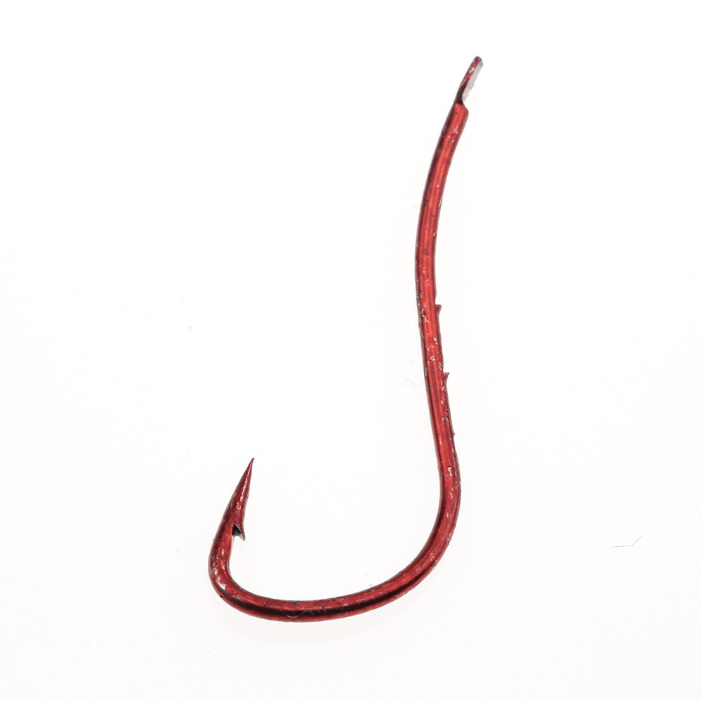 赤红色付流线双背刺有倒刺鱼钩散梭鱼钩虫饵钩歪嘴活饵长柄黑鲷钩