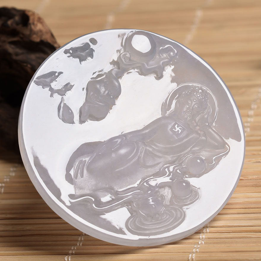 【源头好货-四会】天然a货翡翠卧佛吊坠30.75克