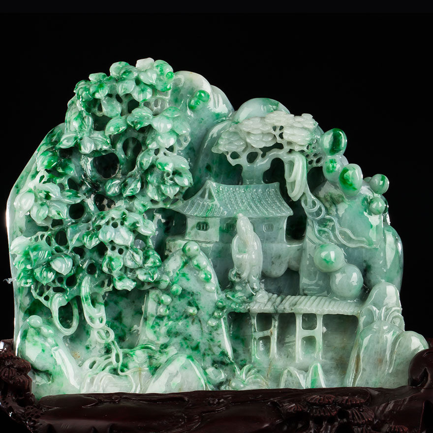 【源头好货-四会】天然a货翡翠山水摆件3.40千克