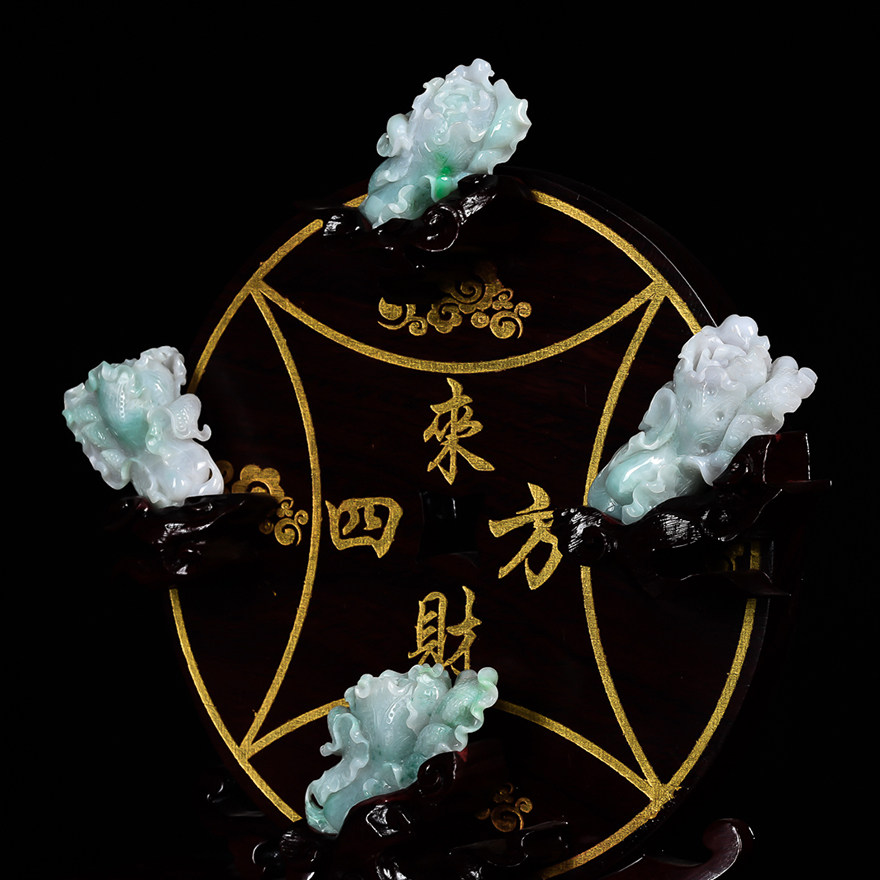 【源头好货-四会】天然a货翡翠四方来财白菜摆件462.6克