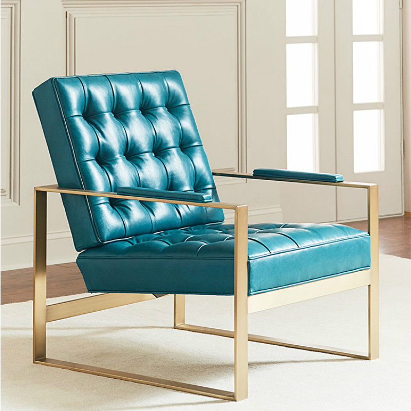 北欧单人不锈钢金属沙发椅后现代酒店样板间休闲椅设计师时尚家具_不