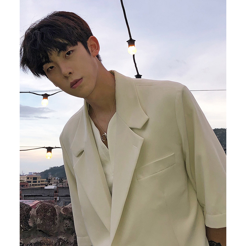 39爱穿搭韩国ins高级感轻熟风西服休闲宽松假两件外套男潮流