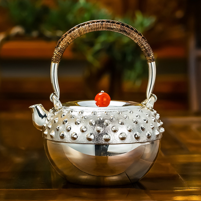 【年货节】潘德月大师监制 999纯手工银壶 泡茶烧水