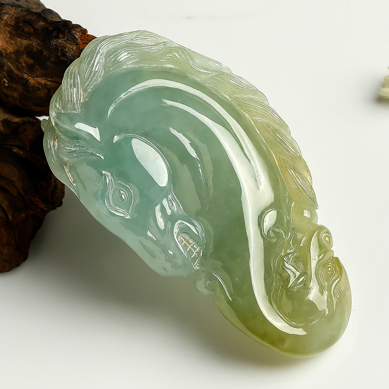 【源头好货-四会】冰糯种翡翠a货马头吊坠38.05g