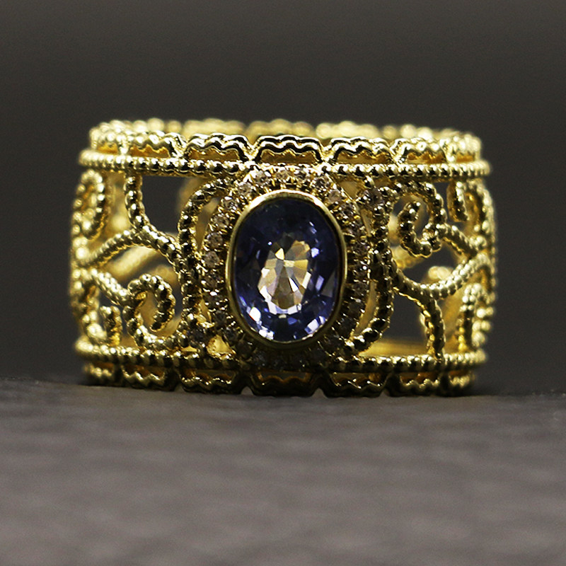 1.17ct 唯美蓝宝石戒指 欧洲宫廷款