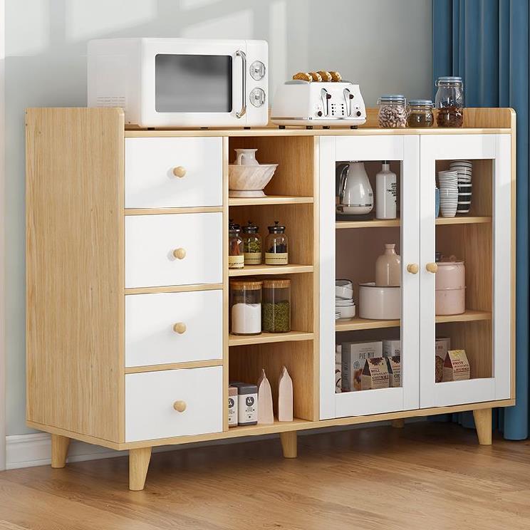 包邮厨房置物架杂物落地式多层储物收纳微波炉锅架碗柜带围栏货架