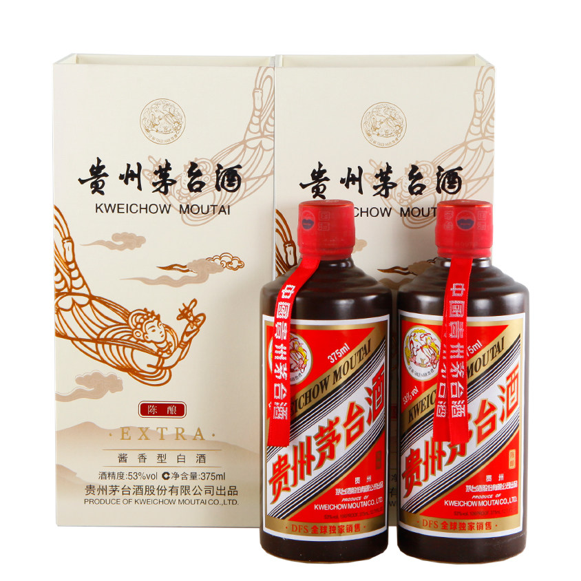 60.(中国名酒)2017年53度375ml免税紫砂陈酿茅台2瓶