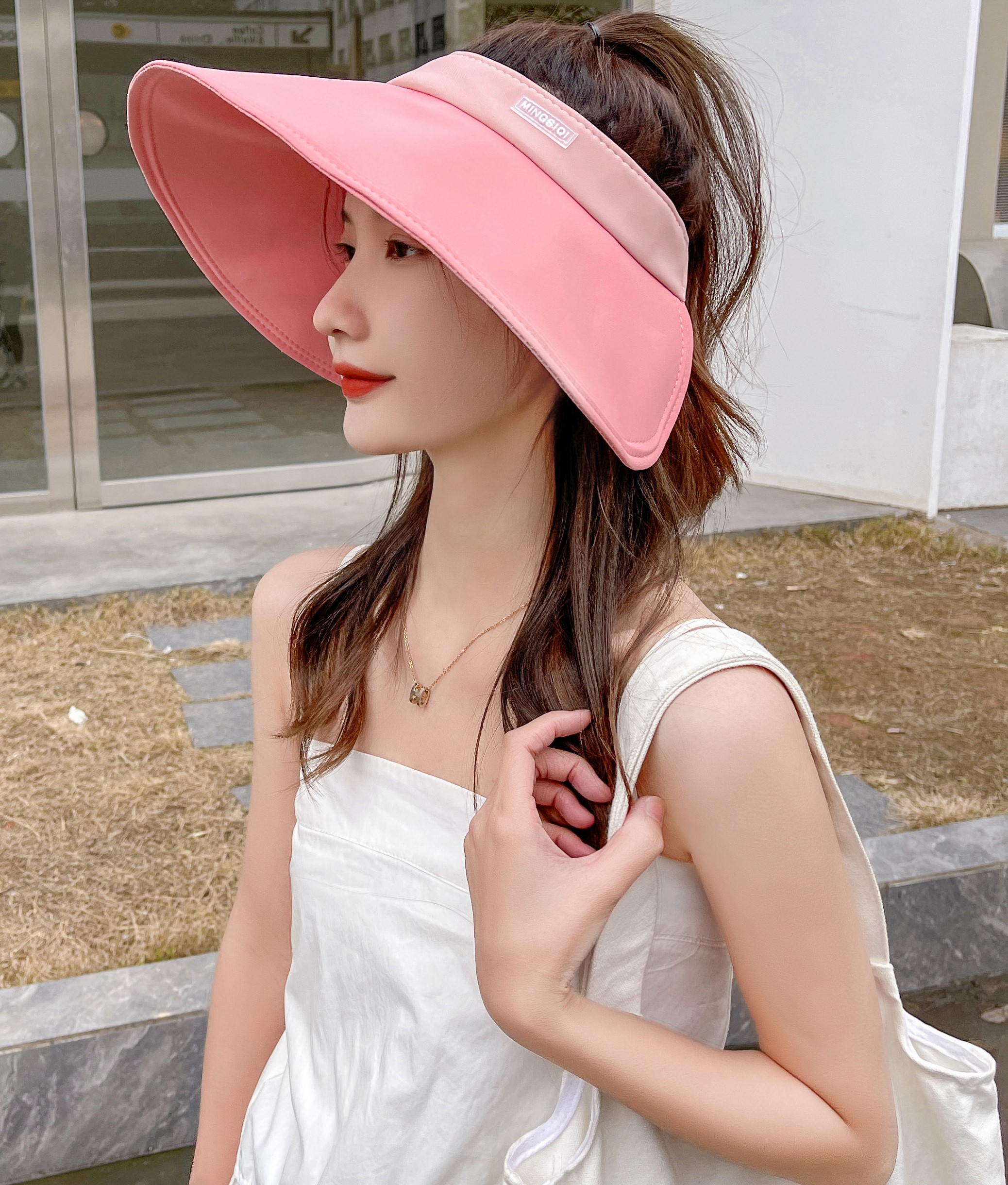 2022韩版潮时尚大帽檐遮脸空顶帽女士春夏季出游防晒遮阳帽可折叠