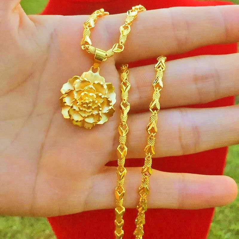 新款越南沙金项链女锁骨链简约镀黄金不掉色吊坠小鱼链首饰品