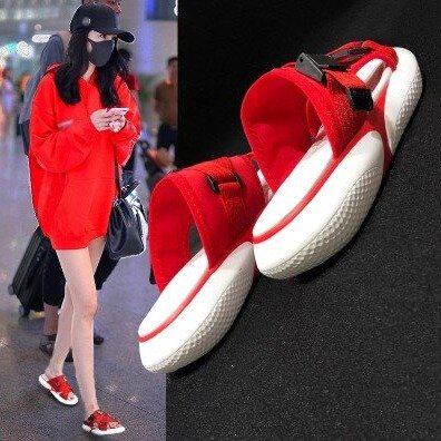 凉鞋平底女夏简约软底网红外穿女士拖鞋鱼嘴原宿风托鞋2018新款