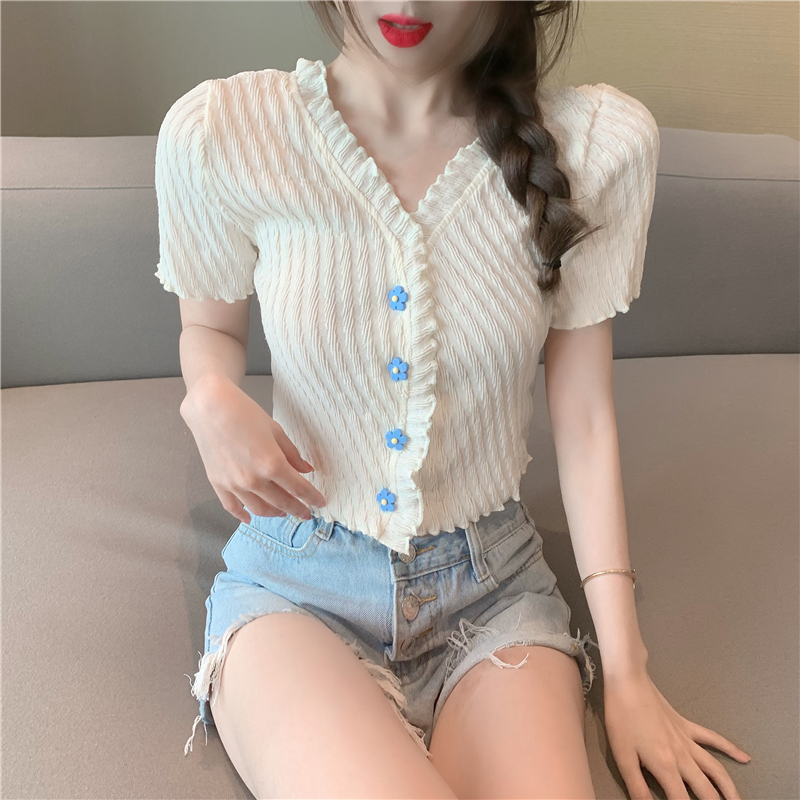 白色衬衫女设计感新款2021年夏季薄款短袖上衣百搭短款洋气衬衣潮在类目 女装/女士精品, 衬衫中 - 来自Buy2taobao.com提供专业的淘宝代购服务